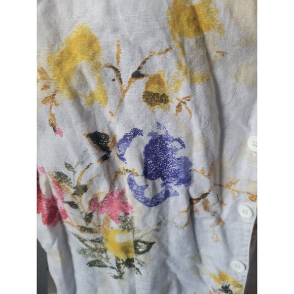 Harve Bernard Collared Button Down 3/4 Sleeve Linen Floral Top Size XL City Chic - Picture 5 of 12